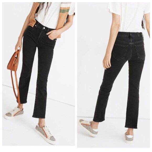 Madewell Cali Demi-Boot Jeans Women’s Size 23 Black Starkey Wash Cropped Bootcut - Picture 1 of 12